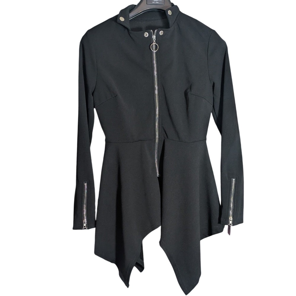 Witchy Jacket Large Witchy Gothic Zip Up Sweater Zip Sleeve Asymmetric Hem Moto